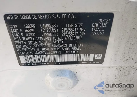 2021 Honda Hr-V Awd Lx z USA, uszkodzony, nr VIN 3CZRU6H30MM720912